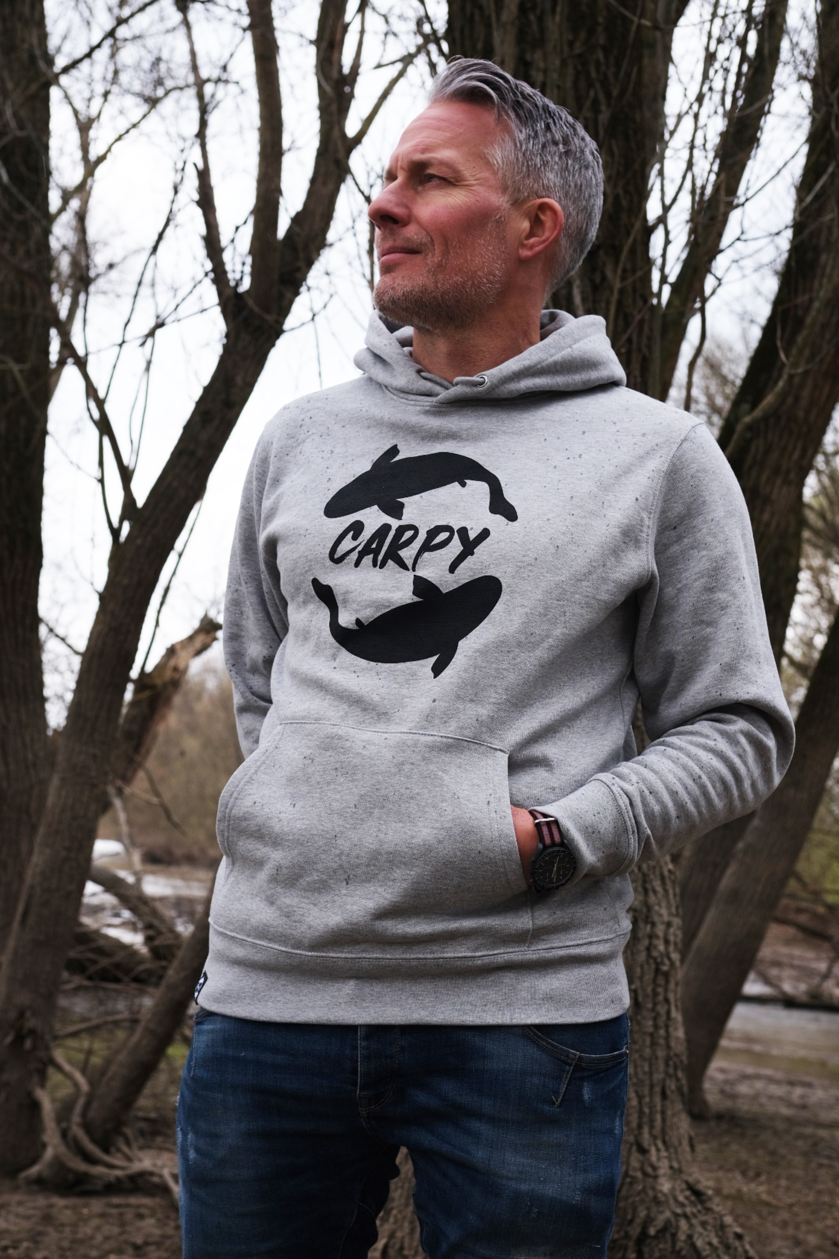 Hoodie - Carpy Logo - grau